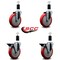Service Caster 5'' Red Poly Wheel Swivel 1-3/8'' Expanding Stem Caster Set 2 Brakes, 4PK SCC-EX20S514-PPUB-RED-2-PLB-2-138 - alternate 5